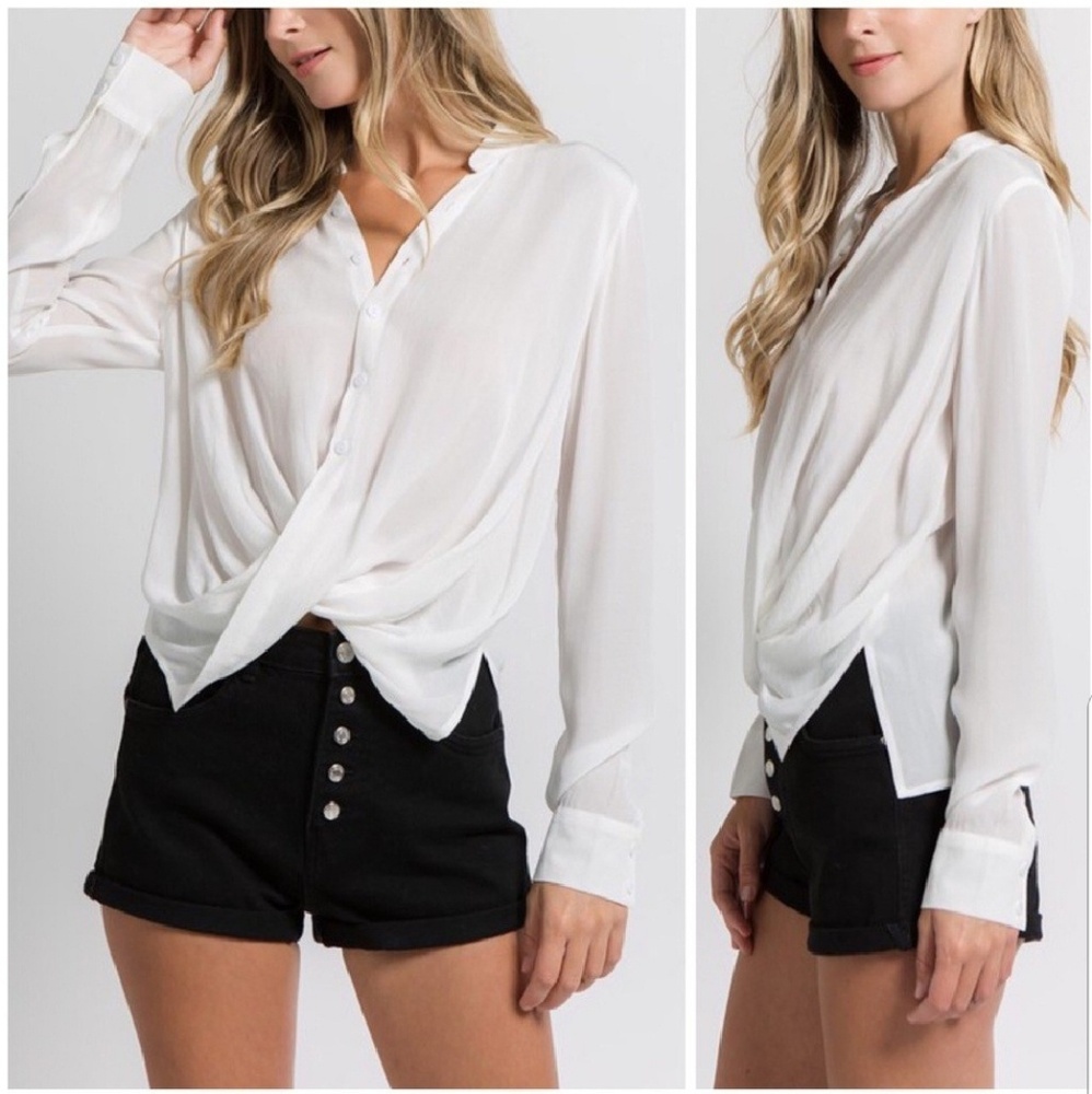 Twisted Front Button Down Shirt PRICE FIRM!